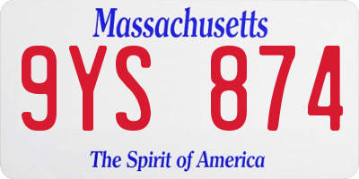 MA license plate 9YS874