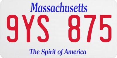 MA license plate 9YS875