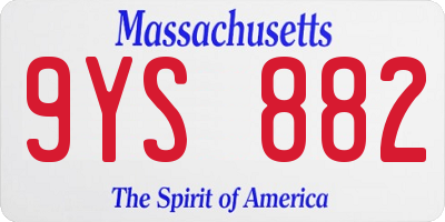 MA license plate 9YS882