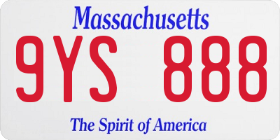 MA license plate 9YS888