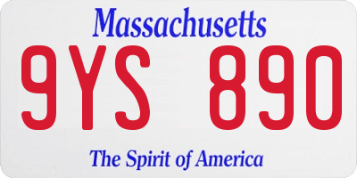 MA license plate 9YS890