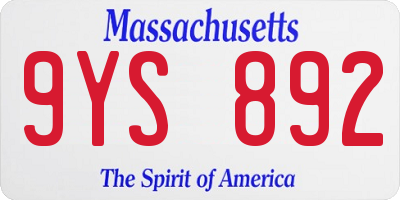 MA license plate 9YS892