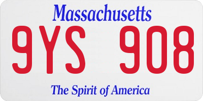 MA license plate 9YS908