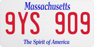MA license plate 9YS909