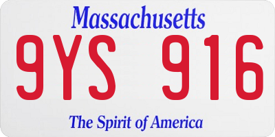 MA license plate 9YS916