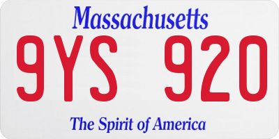 MA license plate 9YS920