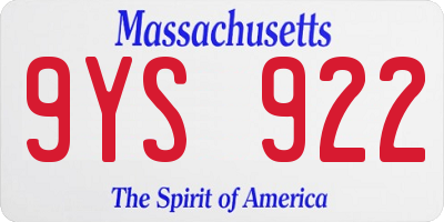 MA license plate 9YS922