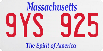 MA license plate 9YS925