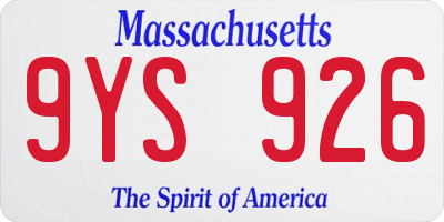 MA license plate 9YS926