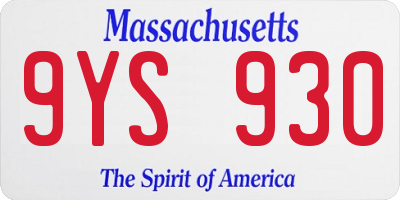 MA license plate 9YS930