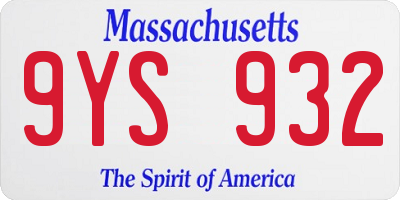 MA license plate 9YS932