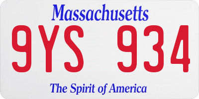 MA license plate 9YS934