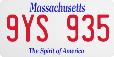MA license plate 9YS935