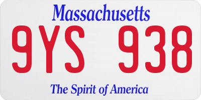 MA license plate 9YS938