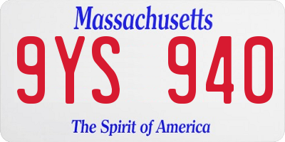 MA license plate 9YS940