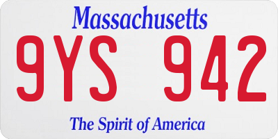 MA license plate 9YS942