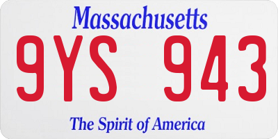MA license plate 9YS943