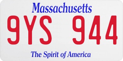 MA license plate 9YS944