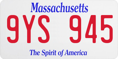 MA license plate 9YS945