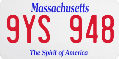 MA license plate 9YS948