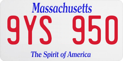 MA license plate 9YS950