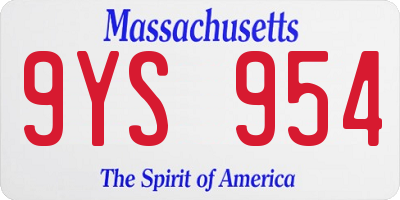 MA license plate 9YS954