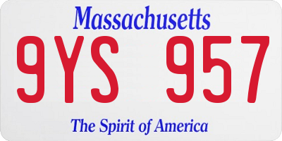 MA license plate 9YS957