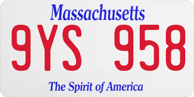 MA license plate 9YS958