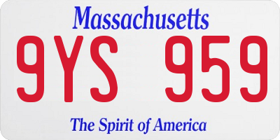 MA license plate 9YS959