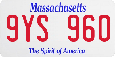 MA license plate 9YS960