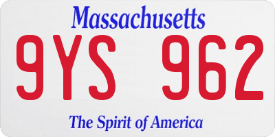 MA license plate 9YS962