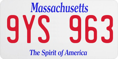 MA license plate 9YS963