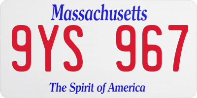 MA license plate 9YS967