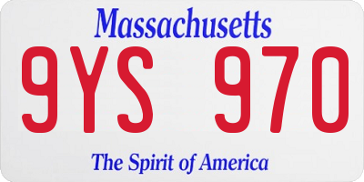 MA license plate 9YS970