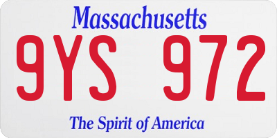 MA license plate 9YS972