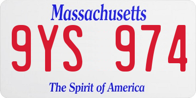 MA license plate 9YS974
