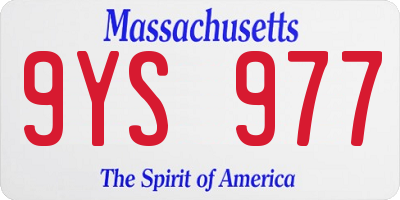 MA license plate 9YS977