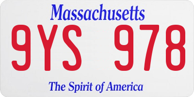 MA license plate 9YS978