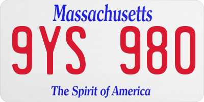 MA license plate 9YS980
