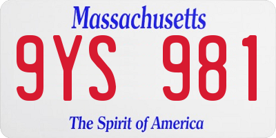MA license plate 9YS981