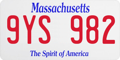 MA license plate 9YS982