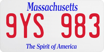 MA license plate 9YS983