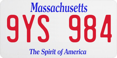 MA license plate 9YS984