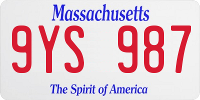 MA license plate 9YS987