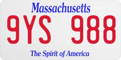 MA license plate 9YS988
