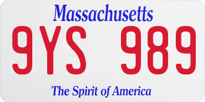 MA license plate 9YS989