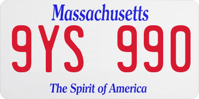 MA license plate 9YS990