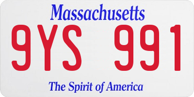 MA license plate 9YS991