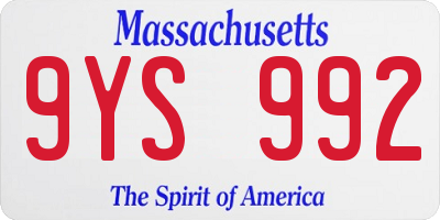 MA license plate 9YS992