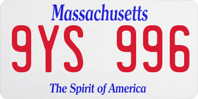 MA license plate 9YS996